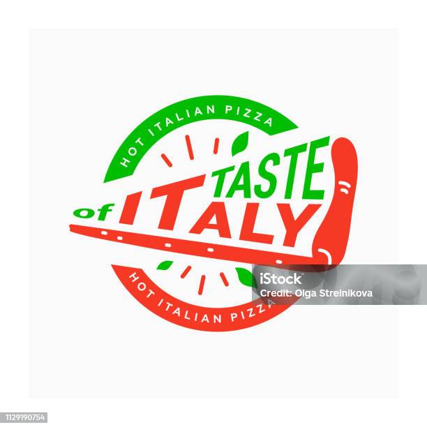 Italienische Pizzalogo Geschmack Von Italien Symbol Für Pizzeria Kreisförmige Logo Mit Stück Pizza Stock Vektor Art und mehr Bilder von Logo