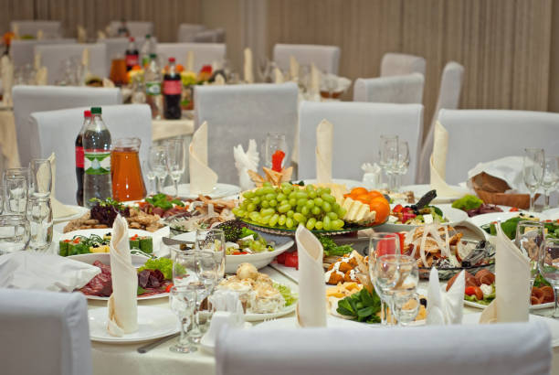istock delicious dishes on the table in the restaurant. serving table. 1129190995