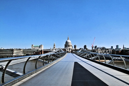 A view of St Pauls across the Millennium Bridge