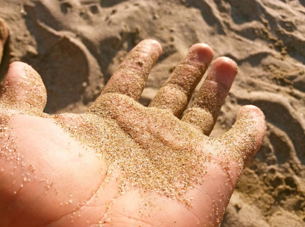 istock The dirty hand of sand at the beach 1129200768