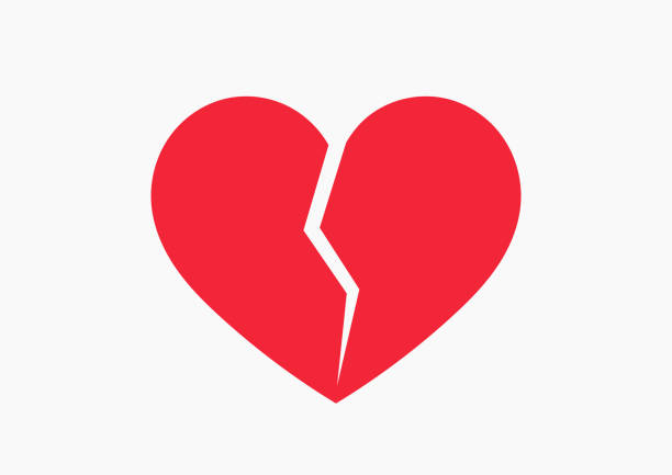 Red broken heart icon. Red broken heart icon. Vector illustration brake stock illustrations