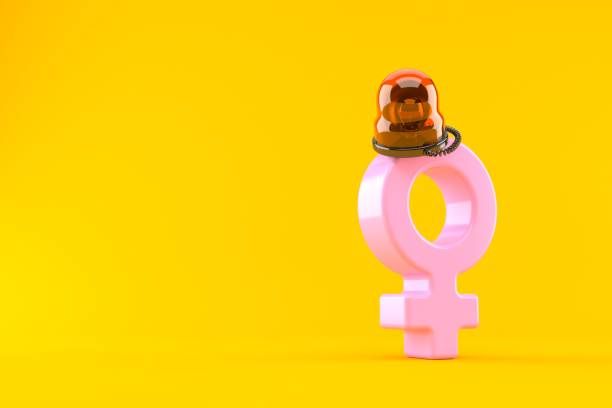 istock Female gender symbol with emergency siren 1129205061