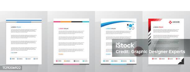 Letterhead Template Set Stock Illustration - Download Image Now - Letterhead, Template, Design