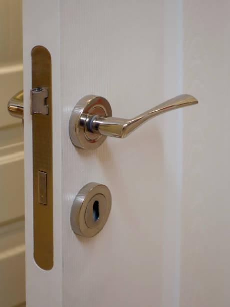 istock White Wooden door  (wooden modern door ) 1129207101