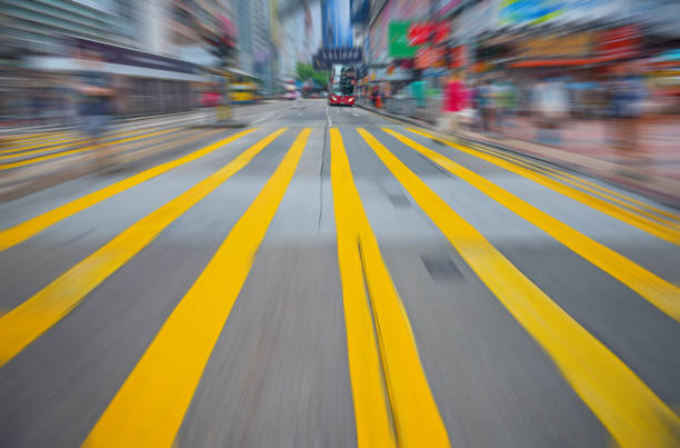 istock Hong Kong double decker bus, motion blurred 1129221007
