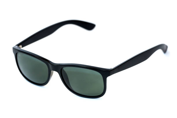 istock Black fancy sunglasses with lens isolated on white background 1129228622