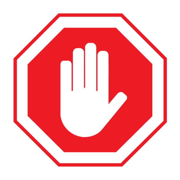 ilustrações, clipart, desenhos animados e ícones de ícone de palma de mão - road sign symbol stop stop gesture