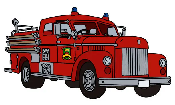 Vector illustration of The classic red fire truck