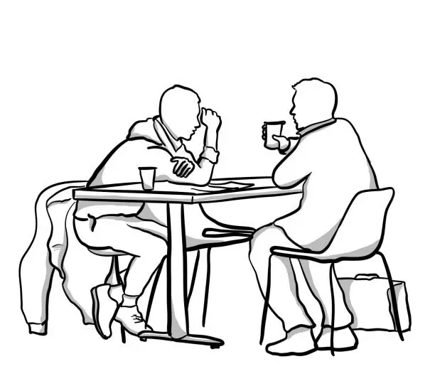 Vector illustration of Having Coffee With Dad