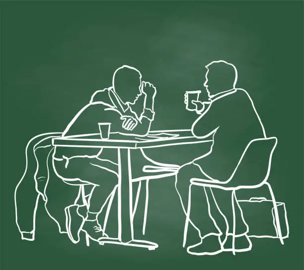 Vector illustration of Having Coffee With Dad Chalkboards