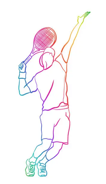 Vector illustration of Male Tennis Player Rainbow