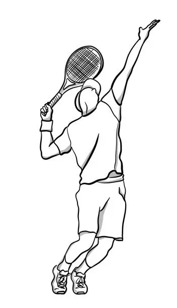 Vector illustration of Male Tennis Player Serving