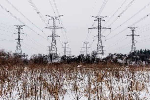 Hydro towers in winter