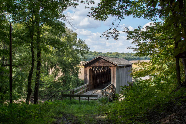 istock Old unused covered bridge in Illinois. 1129254579