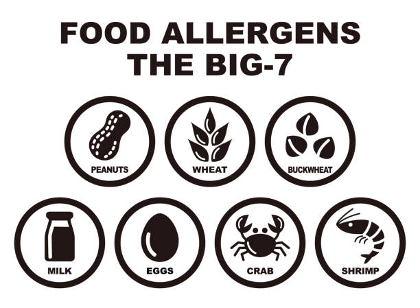 ilustraciones, imágenes clip art, dibujos animados e iconos de stock de siete principales alérgenos alimentarios - peanut