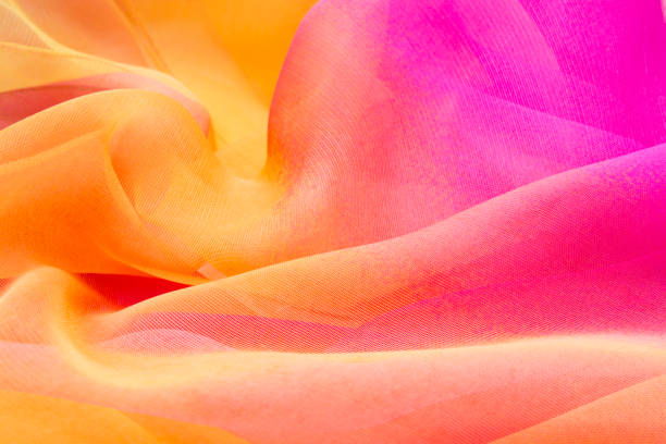 istock Texture chiffon fabric pink and yellow  color for backgrounds 1129260546