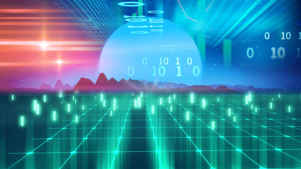 istock Retro futuristic background 1980s style 3d illustration. 1129261689