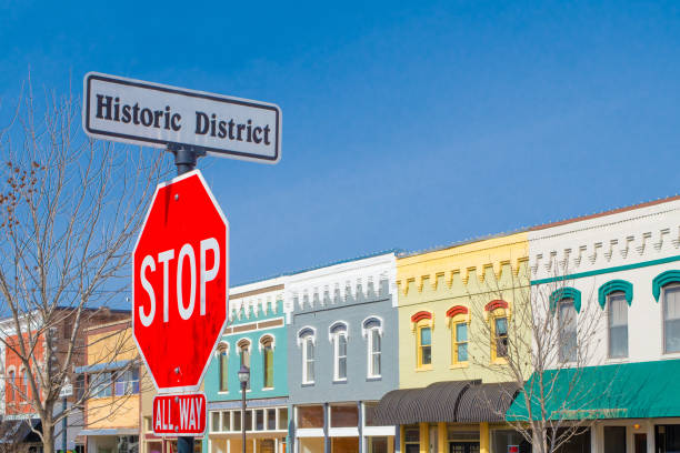 istock Stop Sign and Main Street 1129262581