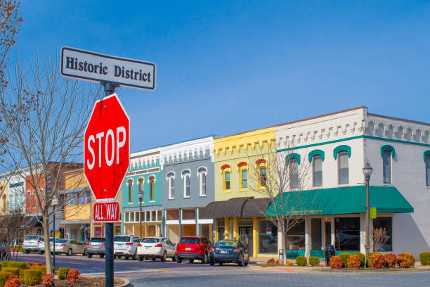 istock Stop Sign and Main Street 1129262595