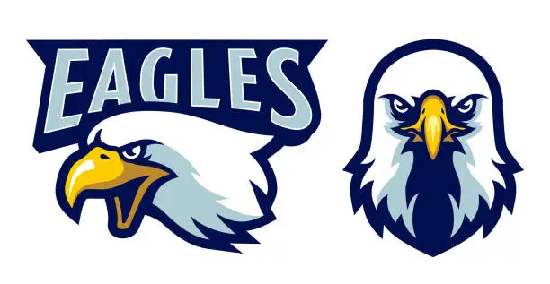 Vector illustration of American Bald Eagle Head Mascot in Cartoon Style