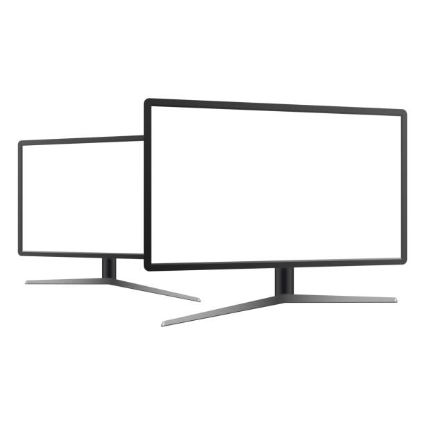 istock Wide screen TV monitor mock up. Left right and front view. Vector. 1129273353
