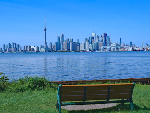 view of Toronto skyline from Centre Island