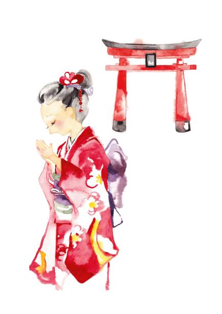 illustrations, cliparts, dessins animés et icônes de manifestation traditionnelle japonaise - hatsumode