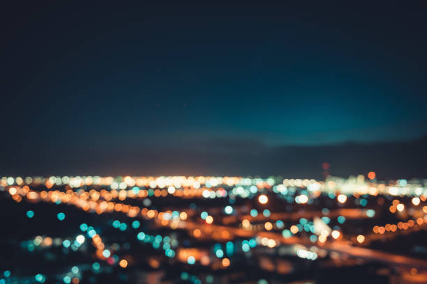 istock Abstract blurred lights background, Night city. 1129280776