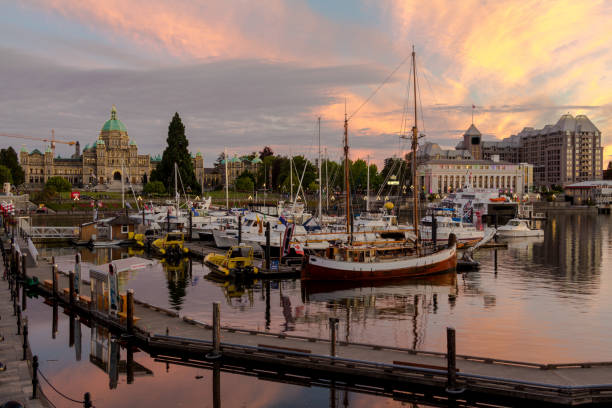 istock Beautiful evening at the Victoria waterfront 1129281546