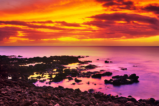 Sunset seen from Molokai Hawaii