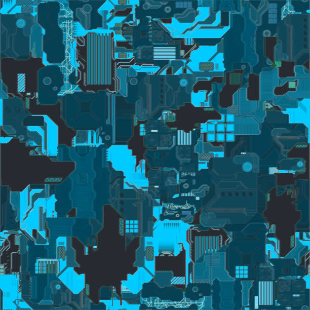 istock Abstract motherboard seamless texture in blue color, 3D illustration 1129288275