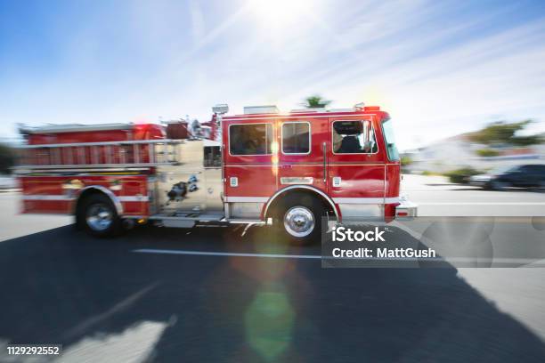 First Responder Fire Engine Stock Photo - Download Image Now - Fire Engine, Speed, Firefighter