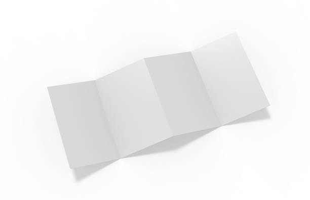 istock Accordion fold brochure, four fold brochure, eight pages four panel leaflet, concertina fold mock up template, 3d illustration 1129293692