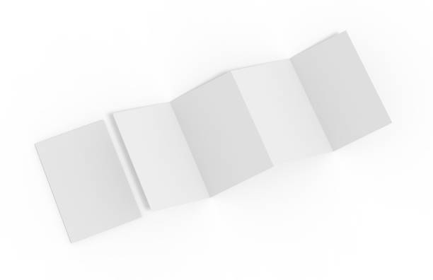 istock Accordion fold brochure, four fold brochure, eight pages four panel leaflet, concertina fold mock up template, 3d illustration 1129294308