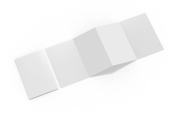 istock Accordion fold brochure, four fold brochure, eight pages four panel leaflet, concertina fold mock up template, 3d illustration 1129294525
