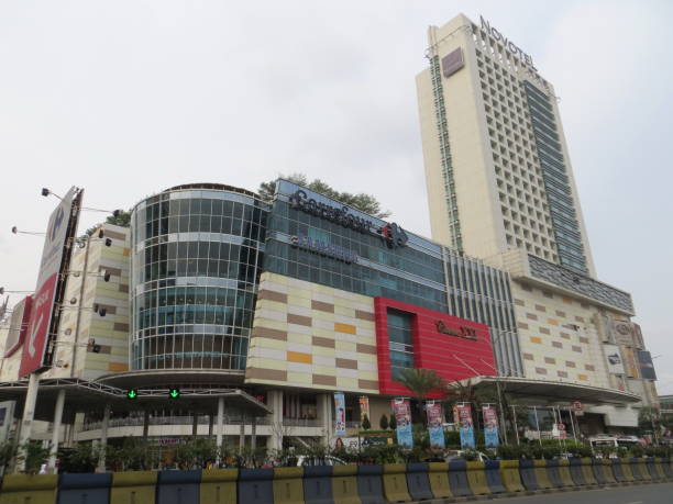 Landmark in Tangerang city Tangerang, Indonesia - October 21, 2018: Façade of Tangcity Mall on Jalan Jenderal Sudirman. tangerang photos stock pictures, royalty-free photos & images