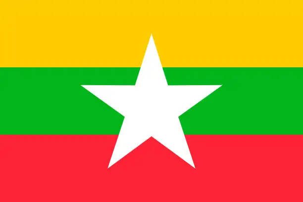 Vector illustration of Myanmar vector flag. Naypyitaw