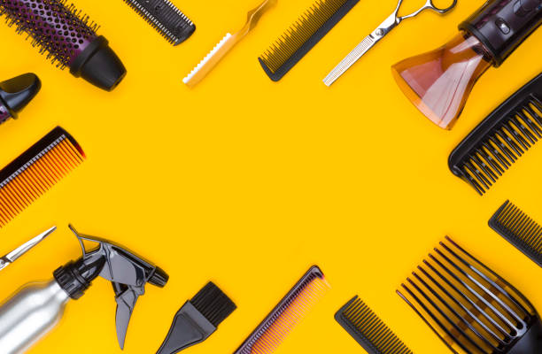 istock Hair cutting tool and accessories with copy space in center 1129310016