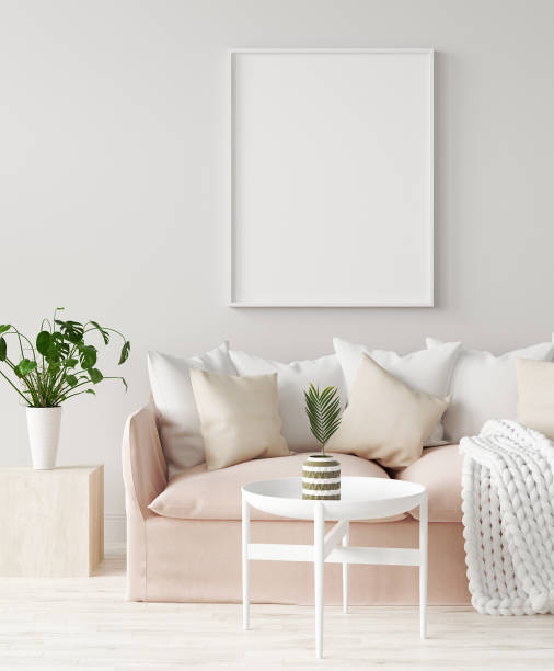 istock Mock up poster frame in home interior background 1129312020