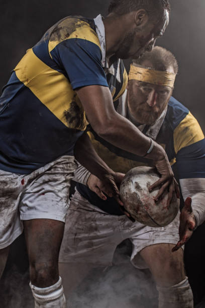 istock Two Rugby Players in a game 1129313143