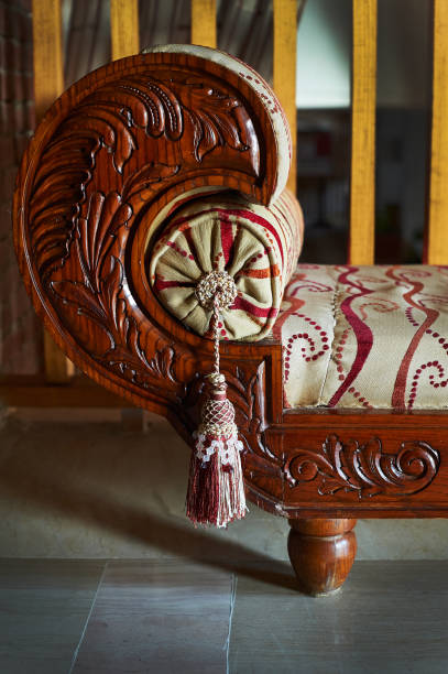 istock Arabic style decor sofa with tassel close-up 1129313531