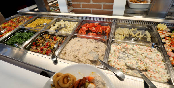 istock self service restaurant with raw and cooked foods 1129314605