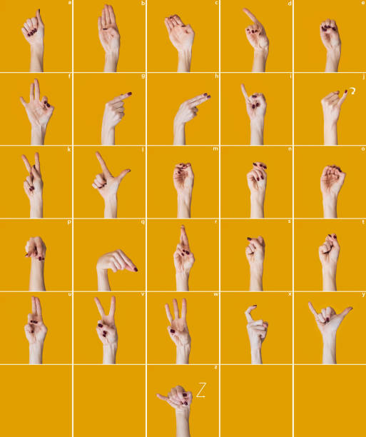 American Sign Language Alphabet : A/Z\nYellow background