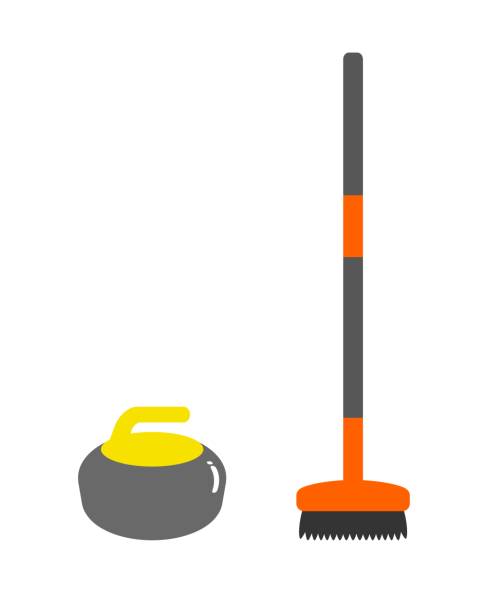 Curling tools Curling stone and brush. 2933 stock illustrations
