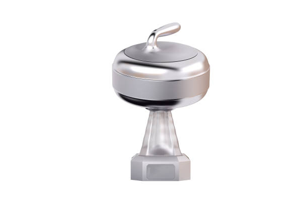 istock Front view of Curling Stone Silver Trophy 1129319258