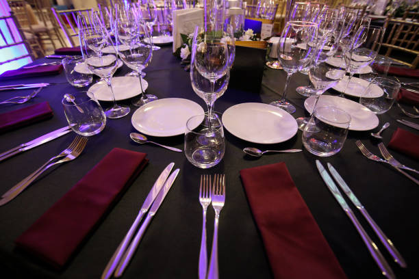 Details with a luxurious table in a fancy restaurant