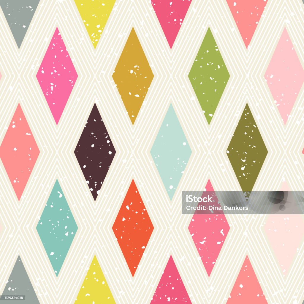 Diamond Pattern Rhomus Diamond Rhombus Tiles Seamless Pattern Pastel Colors Vector Geometric ...