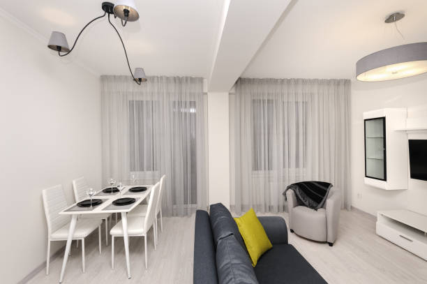 istock Modern white and gray living room interior 1129324698