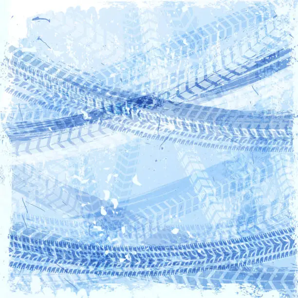 Vector illustration of Grunge tire tracks background