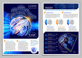 istock Leaflet design example. Global communications. 1129330801